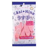 【ビニール手袋】 オカモト カシニーナ 薄手 フラミンゴピンク L 4547691804310 1双