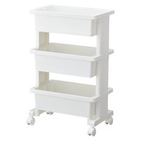 JEJアステージ リセスタイル モバイルワゴンミニ3段 ホワイト 幅400×奥行250×高さ645mm 1台