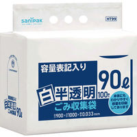 日本サニパック 白半透明透明ごみ袋 フォルタ 90L 100枚 0.033 HT99 1箱(100枚入×3)（取寄品）