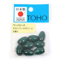 TOHO ウッドビーズ 約11×17mm グリーン 8個入 NN17-4 1箱(5枚入)（直送品）