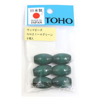 TOHO ウッドビーズ 約14×21mm グリーン 6個入 NN21-4 1箱(5枚入)（直送品）