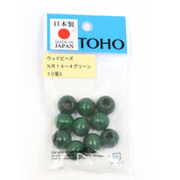 TOHO ウッドビーズ 14mm グリーン 10個入 NR14-4 1箱(5枚入)（直送品）