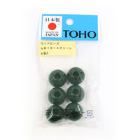 TOHO ウッドビーズ 18mm グリーン 6個入 NR18-4 1箱(5枚入)（直送品）