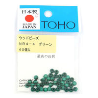 TOHO ウッドビーズ 4mm グリーン 40個入 NR4-4 1箱(5枚入)（直送品）
