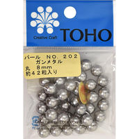TOHO(トーホー) TOHO 丸型パール 外径約8mm 濃色ガンメタル 約42ヶ入り No.203 PA-MAR8-203 1箱(5枚入)（直送品）