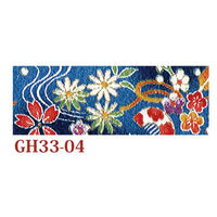 日本紐釦貿易(Nippon Chuko) ちりめんカット 金彩 約23×33cm 花と櫛柄 青 GH33-04 手芸・ハンドメイド用品（直送品）