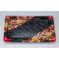 シーピー化成 寿司容器 SFうま皿36 花雅黒赤 本体 0276936008705 1ケース(400個(50個×8)（直送品）