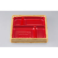 シーピー化成 弁当容器 BFハカマ集膳6-2 杉板赤 本体(N) 0748206021355 1ケース(600個(50個×12)（直送品）