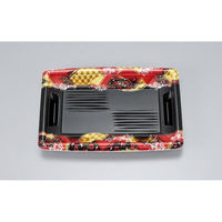 シーピー化成 寿司容器 エコ際立皿24 舞扇赤 本体 0762024000955 1ケース(900個(50個×（直送品）