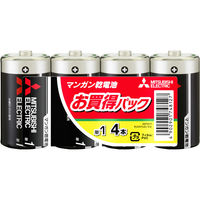 三菱電機 マンガン「黒」単1×4本 R20PUD/4S 1パック（直送品）