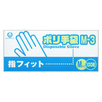 福助工業 衛生資材 ポリ手袋指フィットタイプ M-3 100枚入り 0854700 1ケース(30個(1個×30)（直送品）