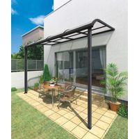 バリューテラスE 関東間 間口2間 出幅4尺 耐荷重600N/m2 BK ポリカーボネート(グレースモーク) LVRE-EB3612BK（直送品）