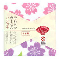 【まとめ買いでお得】日繊商工 こぼれ桜　やわらかガーゼのハンカチ　日本製 JS4099 1箱(10個入)（直送品）