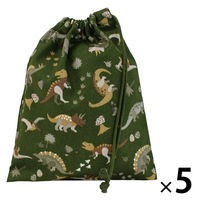 コッカ 巾着 小 恐竜（緑） CS-1283 1A 1セット（5個）