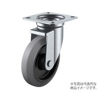 ユーエイ J型キャスター 自在車プレート式 径100mm グレーゴム車輪(ナイロンホイル) NRJ-100-G 1個 62-9776-46（直送品）