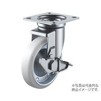 ユーエイ JーS型キャスター 自在車プレート式(ストッパー付) 径130mm 耐油ゴム車輪(鋼板ホイル) WOJ-130S 1個 62-9776-39（直送品）