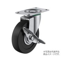 ユーエイ SUSーEーS型キャスター 自在車プレート式(ストッパー付) 径100mm ゴム車輪 SUS-E-100RHS 1個 62-9778-40（直送品）