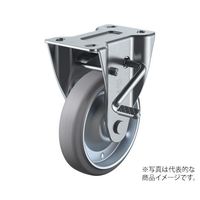 PMRーLB型キャスター 固定車プレート式(ストッパー付) 径150mm グレーゴム車輪(鋼板ホイル) PMR-150WBLB(R)-G（直送品）