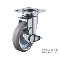 ユーエイ JーS型キャスター 自在車プレート式(ストッパー付) 径200mm グレーゴム車輪(鋼板ホイル) WJ-200S-G 1個（直送品）