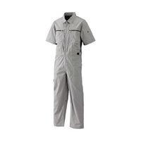 日の丸繊維 半袖続服 (ポリエステル65%・綿35%) グレー LL 65-1704-78 1着（直送品）