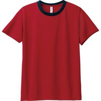 トムス レディースTシャツ ガーネットレッド×ブラック WM 00300