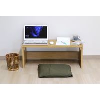 【軒先渡し】友澤木工 テレワークデスク ロー 幅900×奥行415×高さ350mm ナチュラル DE-08 NA 1台（直送品）