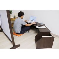 【軒先渡し】友澤木工 システムテレワークデスク ロー 幅1160×奥行415×高さ370mm ダークブラウン DE-08+09 DBR 1台（直送品）