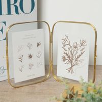 ガラスフォトフレームL版2枚 ゴールド studio CLIP