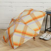 晴雨兼用 ビッグタータンチェックミニ傘 オレンジ studio CLIP