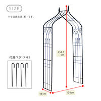 住まいスタイル アイアンアーチオジートップ 幅1240×奥行460×高さ2565mm ブラック IA-OG7642 1台（直送品）