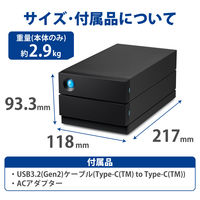 HDD 外付け 40TB 据え置き 5年保証 2big RAID USB-C STHJ40000800 LaCie 1個（直送品）