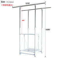 B.Bファニシング ワンタッチ収納洗濯物干しラック ワイド【ホワイト】 ONLR-0065WHT 1台