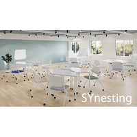 アール・エフ・ヤマカワ SYネスティングチェア 肘無し ファブリック ニュートラルグレー RFC-SYBFNG 1箱（4脚入） 幅609mm キャスター付き