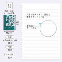 【アウトレット】【Goエシカル】訳あり プラス ノート型ルーズリーフ COE365 セミB5 ドット入罫線 50枚 緑×ピンク 1セット（5冊）