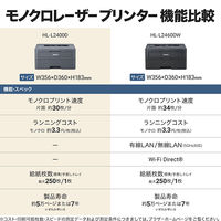 ブラザー A4モノクロレーザープリンター USB/両面印刷 HL-L2400D 1台