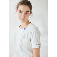 住商モンブラン ナースジャケット 半袖 オフホワイト/バイオレット LW812-16 1枚　白衣（直送品）