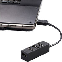 USBハブ USB-A×4ポート 10cm 磁石付 スイングコネクタ USB2.0 黒 U2H-TZ426BBK エレコム 1個（直送品）
