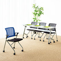 TOKIO コンパクトネスティングメッシュチェア グリーン AMC-2 GR 1脚 幅548mm ミーティングチェア キャスター付き スタッキング