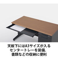 プラス スチールOAデスク フラットライン＋(プラス) 片袖机 メープル天板/ホワイト脚 幅1000×奥行700×高さ720ｍｍ 1台(2梱包)