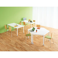 【車上渡し】アール・エフ・ヤマカワ キャスターテーブル 台形 ホワイト 幅1600×奥行693×高さ700mm RFCTT-WL8016DWH 1台（直送品）