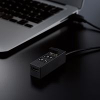 USBハブ USB-A×4ポート 1m 磁石付 スイングコネクタ USB2.0 黒 U2H-TZ427BBK エレコム 1個（直送品）