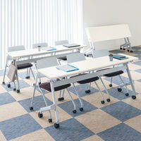 TOKIO 平行フォールディングテーブル ナチュラル 幕板付き 幅1800×奥行600×高さ720mm 1台（3梱包） キャスター 折りたたみ ミーテ（取寄品）