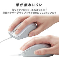 マウス 有線マウス 静音マウス 3ボタン ブルーLED 抗菌仕様 Mサイズ ホワイト M-BL27UBSKWH エレコム 1個（直送品）