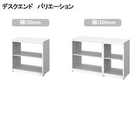 オカムラ ジャスタスラック 本体デスクエンド2段 下置き 幅750×奥行400×高さ720mm ホワイト/ホワイト天板 1台  オリジナル