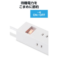 延長コード 電源タップ コンセント 3m 10個口 一括スイッチ 雷ガード マグネット付 白 ECT-1530WH エレコム 5個（直送品）