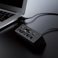 USBハブ USB-A×4ポート 1m 個別スイッチ付 磁石付 スイングコネクタ 黒 U2H-TZS428BBK エレコム 1個
