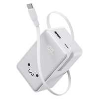 モバイルバッテリー 10000mAh 巻取り式ケーブル一体型 22.5W 残量表示 しろちゃん EC-C53LWF エレコム 1個（直送品）