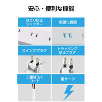 延長コード 電源タップ コンセント 5m 10個口 一括スイッチ 雷ガード マグネット付 白 ECT-1550WH エレコム 1個（直送品）