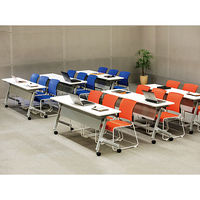 TOKIO 平行フォールディングテーブル ナチュラル 幅1800×奥行600×高さ720mm 1台（2梱包） キャスター付き 折りたたみ ミーティング（取寄品）