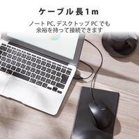 マウス 有線マウス 静音マウス 3ボタン ブルーLED 抗菌仕様 Mサイズ ブラック M-BL27UBSKBK エレコム 1個（直送品）